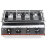 4 Brenner Gasgrill Gas Bbq Grill Grillstation Griller Edelstahl Steakgriller Rauchfreie Tischplatte Grillofen Rostfreier Stahl FüR Picnic HöHenverstellbar Grillgre GrillgrößE Outdoor Camping