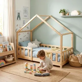 [en.casa] Kinderbett Treviolo 70 x 140 cm Kiefer natur beige