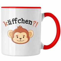 Trendation Tasse Trendation – Käffchen Tasse Geschenk Lustige Kaffeetasse mit Sprüchen Affe Grafik Büro Arbeit Tasse Kollege Kollegin rot