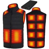 Cubovie Beheizbare Weste, beheizbare weste herren mit akku, heizweste mit 13 Heizzone, 3 Einstellbar Temperatur, Wärmeweste Winter Regenjacke Kleidung mit Akku(Schwarz,M) - M