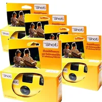 PHOTO PORST 5X 1A Einwegkamera Edition Topshot in Gelb/Hochzeitskamera/Partykamera (je 27 Aufnahmen, 35mm Farbfilm, Automatikbelichtung, 5er Pack)