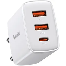 Baseus Cargador Baseus Compact Fast Charge 2xUSB-A 1xUSB-C 30W Blanco