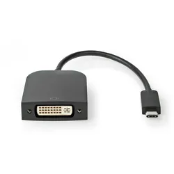 Nedis USB-C Adapter - USB 3.2 Gen 1 - USB-C Stecker - DVI-D 24+1-Pin Buchse - 1080p - 0.20 m - Rund - Vernickelt - PVC - Schwarz - Plastikbeutel