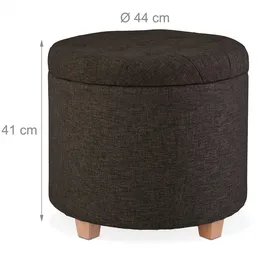 Relaxdays Sitzhocker mit Stauraum Leinen 44 x 41 x 47,5 cm Braun