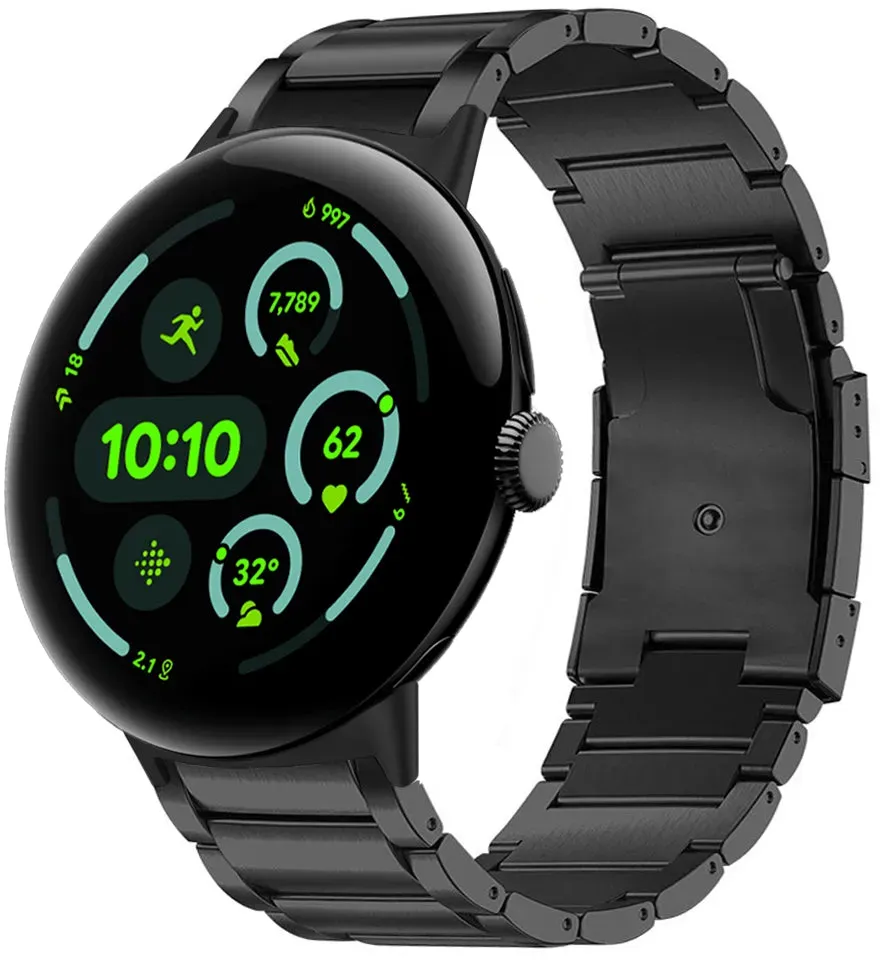 Strap-it Google Pixel Watch 3 Armband Titan für Google Pixel Watch 3  - 45mm - Schwarz - Butterfly-Verschluss