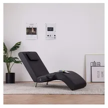 vidaXL Massage-Chaiselongue mit Kissen Schwarz Kunstleder