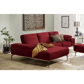 W.Schillig Ecksofa "run, Designsofa mit tollem Sitzkomfort, L-Form", rot (light brick w82), B:299cm H:88cm T:178cm, Longlife Xtra-Leder Z73: Naturwalkleder der Luxusklasse aus den erlesensten Rohhäuten.