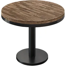 MN | Bistro Massiv Tisch | Rund | Ø 70 x 77 cm | Walnuß / Schwarz