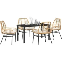 vidaXL Garten Essgruppe 5 pcs Braun Poly-Rattan - Braun