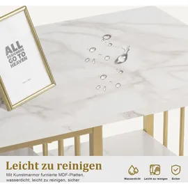 MCombo M MCombo Schminktisch ohne Spiegel Marmor-weiß Gold, Nageltisch aus Holz Metallgestell, Computertisch Wohnzimmer Mode...