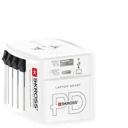 Skross MUV USB A/C 65PD Reiseadapter mit USB-C Kabel, Weltweit