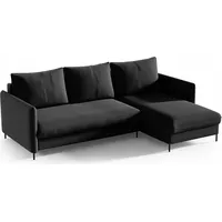 BETTSO Ecksofa mit Schlaffunktion und Bettkasten Couch Sofa mit Federkern Polstersofa mit Bettfunktion für das Wohnzimmer BELIS Schwarz - Schwarz