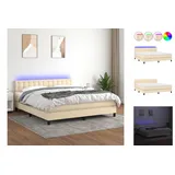 vidaXL Boxspringbett mit Matratze & LED Creme 180x200 cm Stoff