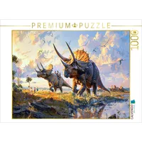 Calvendo Puzzle Kinder spielen mit Triceratops Dinosauriern 1000 Teile