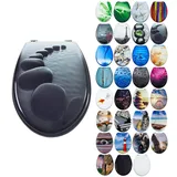 Grafner WC Sitz mit Absenkautomatik Motiv Steine Schwarz