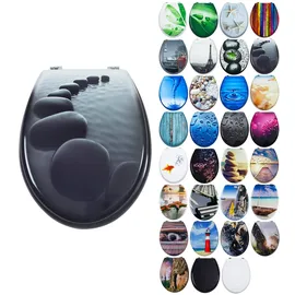 Grafner WC Sitz mit Absenkautomatik Motiv Steine Schwarz