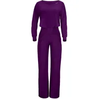 Winshape Damen Functional Comfort Jumpsuit JS101LSC, Comfort Style, Fitness Freizeit Yoga Pilates, Dark-Plum