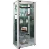 VCM Holz Glas Vitrine Sammelvitrine Glasvitrine Schaukasten Standvitrine Kavisa L Weiß