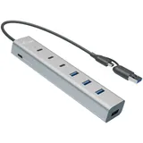iTEC I-tec CAHUBMETAL7 USB-Hub 4+3 Port USB-A, USB-C® USB 3.1 Gen1 5 GBit/s Grau CAHUBMETAL7