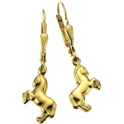 Paar Ohrhänger ZEEME "333 Gold Motiv Pferde", gelb, Ohrringe, ONE-SIZE, Gold