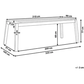 Beliani Gartentisch 210 x 90 x 77 cm Hellbraun