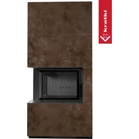Kratki Kaminbausatz Floki Box links Quarzsinter Schwarz/Abdeckplatte Glas