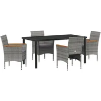 VidaXL 5-teiliges Garten-Essgruppen-Set Grau Poly Rattan