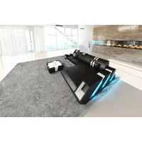 Sofa Dreams Ecksofa Ledersofa Apollonia L Form Leder Sofa Ledercouch, Couch, mit LED, wahlweise mit Bettfunktion als Schlafsofa, Designersofa schwarz