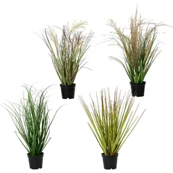 Decoris 1x Künstliche Gräser 10x30cm im Topf Kunstpflanze Grünpflanze Kunstgras Pampasgras Dekopflanze Topfpflanze Dekogras Hochzeitsdeko Wohndeko Bürodeko