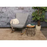 Mendler Schaukelstuhl HWC-N14, Schwingstuhl Relaxsessel Fernsehsessel, Massiv-Holz Metall Stoff/Textil 320g/m2 ~ hellgrau