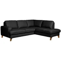 Ecksofa Fargo Leder Schwarz