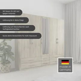 Rauch Kleiderschrank »Schrank Garderobe Wäscheschrank HERSBRUCK in 2 Breiten« braun Eiche sonoma), B:226cm H:210cm T:54cm, Holzwerkstoff, Schränke, Kleiderschrank, mit 6 großzügigen Schubladen sowie Spiegeltüren MADE IN GERMANY