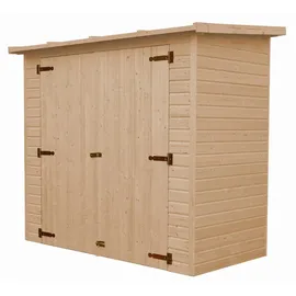 TIMBELA Gartenhaus, Beige, Holz 223x194x101 cm, Aufbewahrung - Schutzhüllen, Geräteschuppen