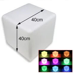 Leuchtobjekt outdoor WÜRFEL 40cm mit RGB LED Modul - Wireless Charging - Fernbed...