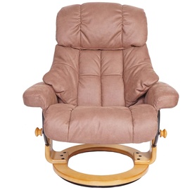 MCA Furniture MCA Relaxsessel Calgary XXL, TV-Sessel Hocker, 180kg belastbar Stoff/Textil ~ braun, Gestell naturbraun