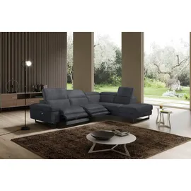 Egoitaliano Ecksofa EGOITALIANO "Candice, elegant, edel und bequem, erstklassiger Sitzkomfort, L-Form", grau (charcoal), B:278cm H:100cm T:221cm, Sofas, Ecksofa, inkl. 2 elektrischer Relaxfunktionen, Bedienung über Taste an Armlehne