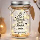 LED Flaschenlicht mit Spruch, Geschenk zum 60 Geburtstag, Dekoflasche mit Lichterkette, Leuchtflasche als Geburtstagsgeschenk 60 Jahre für Familie, Freunde, Geliebte, Geschenkideen zum 60. Jahrestag