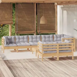 vidaXL Garten-Lounge-Set 9-tlg. grau Kiefer