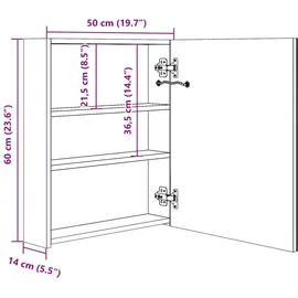 vidaXL Spiegelschrank 50 cm weiß/silber