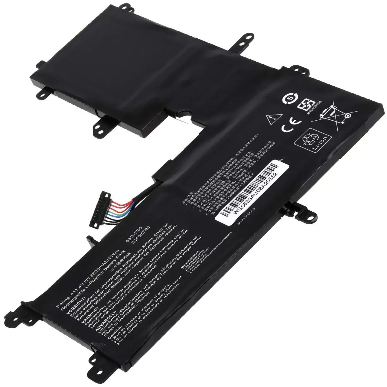 Akku passend für Laptop Asus VivoBook Flip 14 TP410UA-DB51T, Typ B31N1705 - 11,52V - 3600 mAh