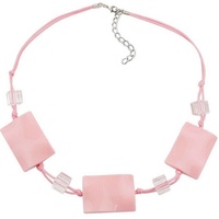 Gallay Perlenkette 3x 35x25mm-Viereck gewellt rosa-glänzend 45cm (1-tlg)