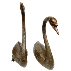 Casa Padrino Luxus Bronze Deko Skulpturen Schwäne Bronzefarben - Bronze Dekofiguren - Luxus Hotel & Restaurant Deko Accessoires