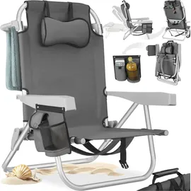 Tectake Aluminium Strandstuhl Grau