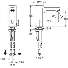 KWC AR Standbatterie, F5, elek., Mischer, 3l, f. Netzteil