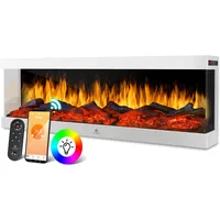 KESSER® Elektrokamin 3D Wandkamin Elektrischer Kamin mit Heizung 9 Farbmodi LED Flammeneffekt, 900/1800 W Kaminofen Wand und Einbaukamin Wandmontage Heizung App-Funktion Fernbedienung