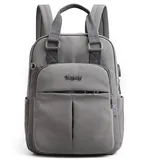 VARLIVOO Frauen Rucksack mit USB Port Schulrucksack 13 Zoll Laptop College Tagesrucksack Damen Daypack Reisen Taschen Wasserdicht Polyester Grau