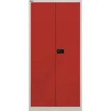 Bisley Aktenschrank Universal Flügeltürenschrank in Lichtgrau/Kardinalrot - Maße: H 196 x B 91 x T 40 cm grau|rot