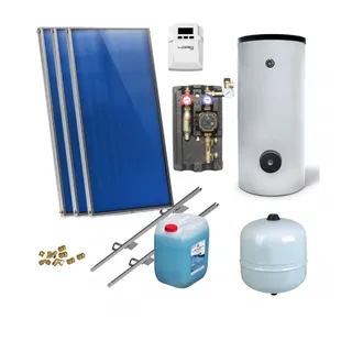 Sunex Flachkollektoren Warmwasser Solarpaket 3 Kollektoren Speicher