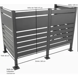 DEGAMO Sichtschutz LÜBECK für 2 Mülltonnen, 165x85x120cm, Stahl anthrazit