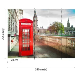 Living Walls Fototapete Designwalls Phone Booth glatt, (5 St), rot
